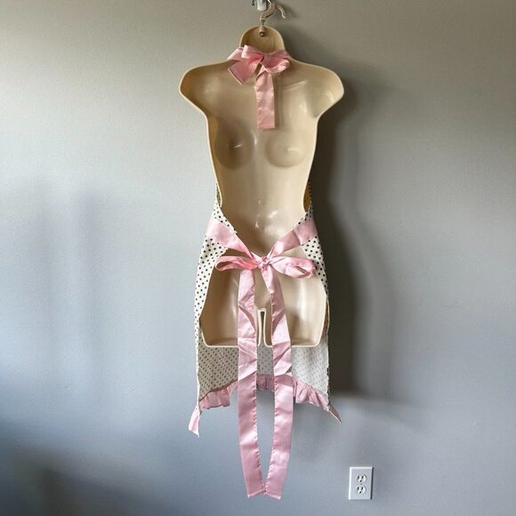 Apron Shabby Chic Polka Dot W/Faux Beads - Picture 4 of 6